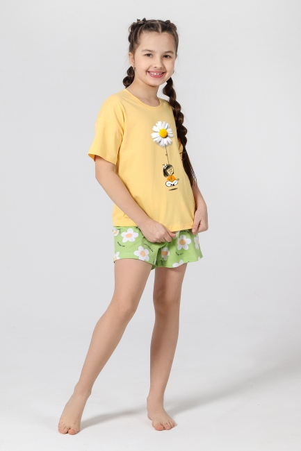 Детская пижама для девочки Ромашка-2 / Желтая