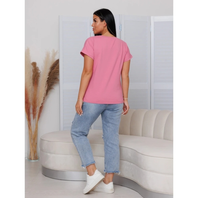 Женская футболка Ф-28(К+Л) / Розовый (цветы)