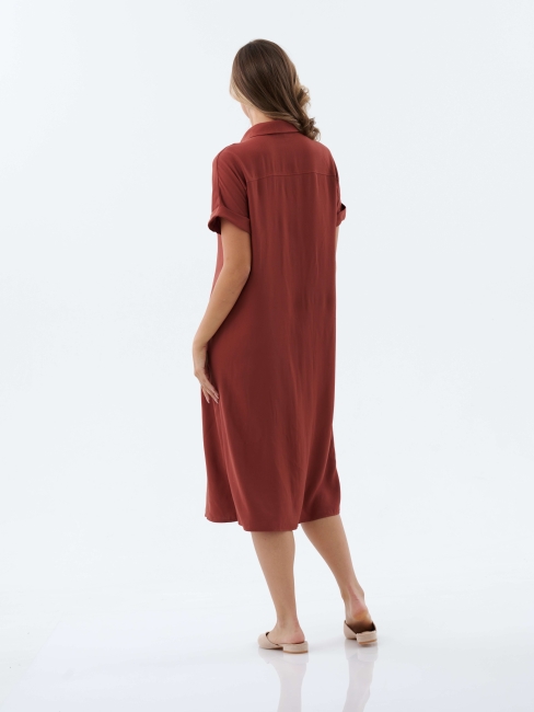 Женское платье-рубашка П479Т / Терракотовый