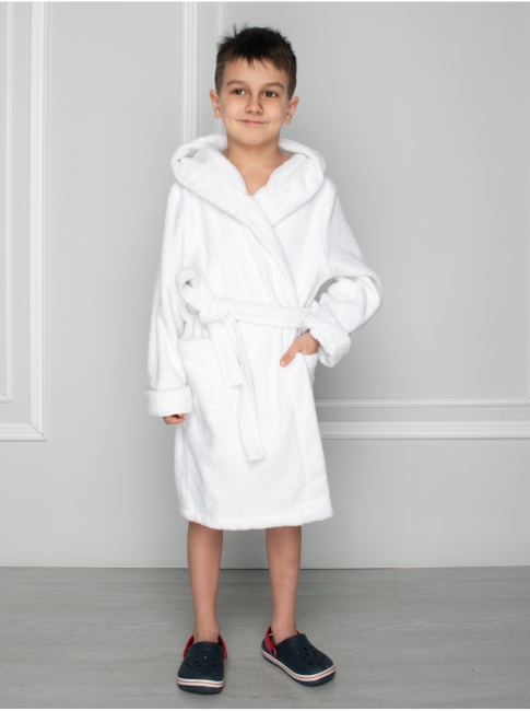 Детский халат махровый с вышивкой Белый / Зайка