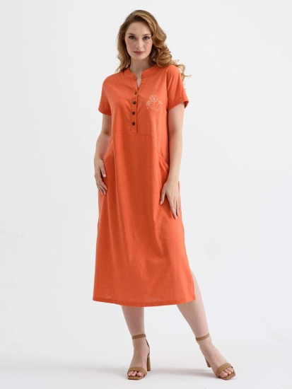 Женское платье "Лён" 1512-К / Оранжевый