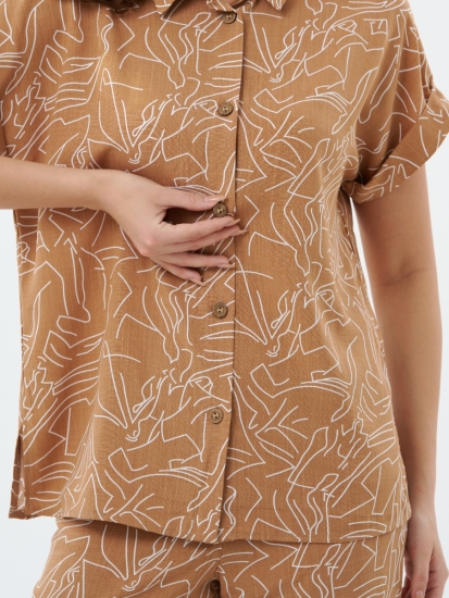 Женская блузка рубашка без рукавов Б144БЕ / Бежевый
