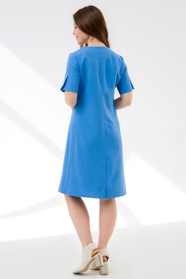 Женское платье полуприлегающее с V-вырезом П457ГО / Голубой