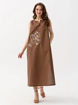 Женский сарафан &quot;Льняное лето&quot; 2095-П/л / Мокко