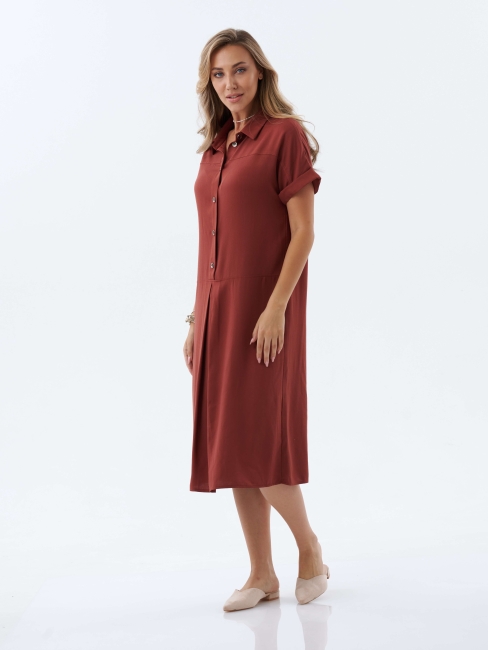 Женское платье-рубашка П479Т / Терракотовый