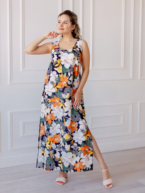 Женский Сарафан Пион Премиум Синий