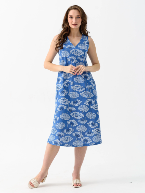 Женский сарафан "Луговые цветы" 2219-К / Голубой