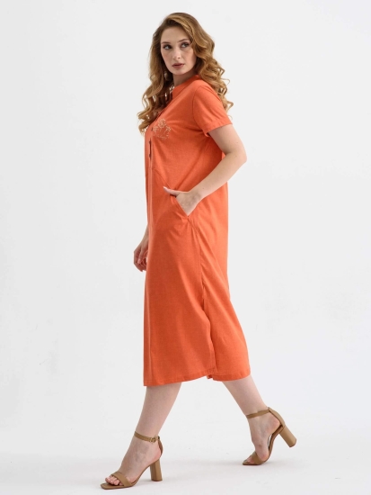 Женское платье "Лён" 1512-К / Оранжевый