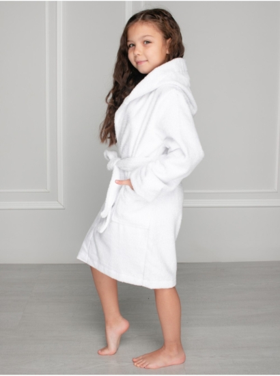 Детский халат махровый с вышивкой Белый / Котик