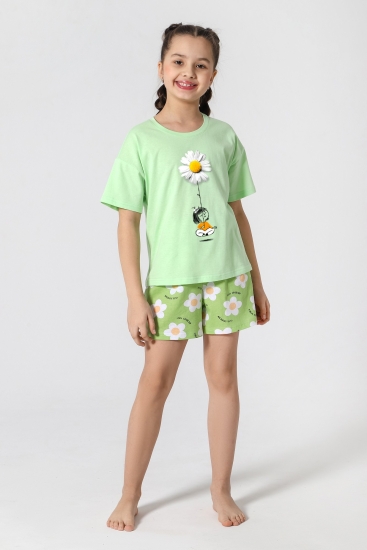 Детская пижама для девочки Ромашка-2 / Зеленая