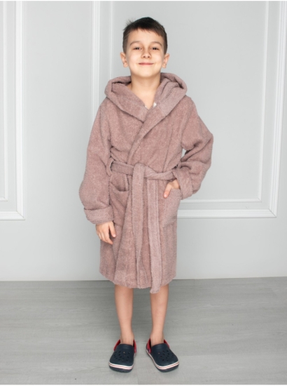 Детский халат махровый с вышивкой Коричневый / Мишка
