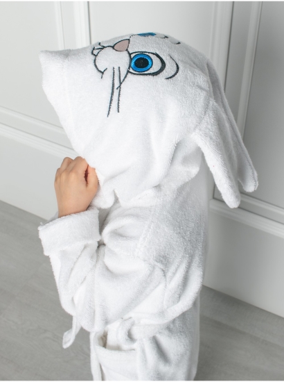 Детский халат махровый с вышивкой Белый / Зайка