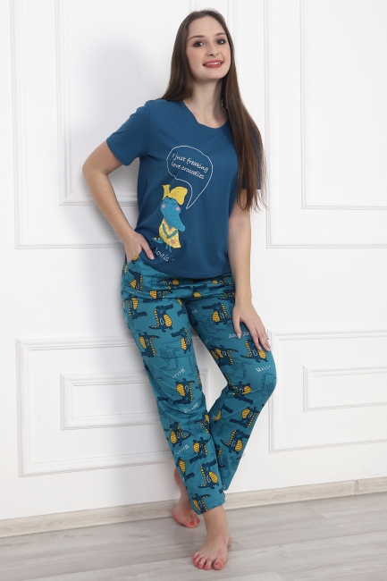Женская пижама "Крокодильчики" 1852-К / Темно-синий Женская пижама "Крокодильчики" 1852-К / Темно-синий