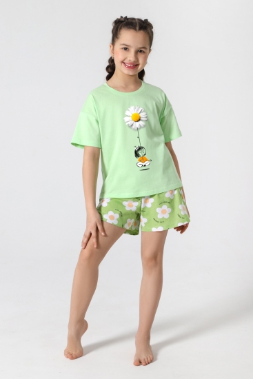 Детская пижама для девочки Ромашка-2 / Зеленая