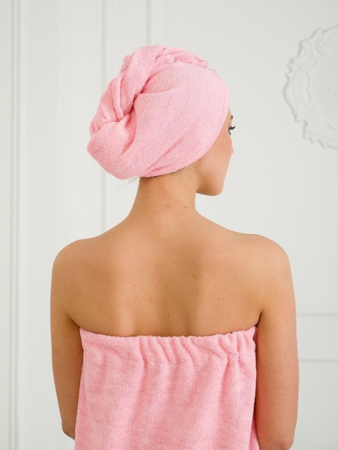 Женский набор для сауны махровый односторонний / Розовый NBMO4495 Женский набор для сауны махровый односторонний / Розовый NBMO4495