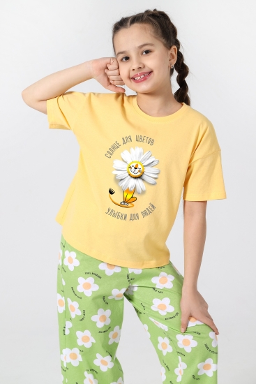 Детская пижама для девочки Ромашка-1 / Желтая