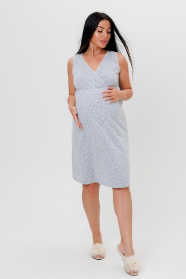 Женская ночная сорочка для беременных 1820 / Серый горох