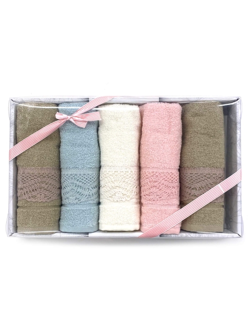 Набор кухонных полотенец 35*50 махровых 5 шт. / с кружевом Набор кухонных полотенец 35*50 махровых 5 шт. / с кружевом